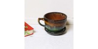 Jardinière poterie glacée en forme de tasse